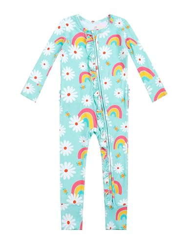 Bamboo Viscose Baby Girl Footless Pajamas Ruffled Baby Sleepers with 2 Way Zipper 0 belly baby and beyond