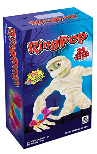 Bazooka 1 Box Ring Pop Halloween Edition Mummy Box 24 Assorted Flavor Lollipops Purpleberry Punch Strawberry Blue Raspberry Net Wt 84 oz 0 belly baby and beyond