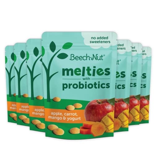 Beech Nut Probiotic Melties Baby Toddler Snack Melts Apple Carrot Mango Yogurt 1 oz 7 Pack 0 belly baby and beyond