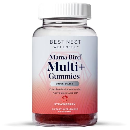 Best Nest Wellness Mama Bird Prenatal Gummies for Women Vegan Prenatal Vitamins Methylfolate Folic Acid Womens Prenatal Multivitamin Strawberry Flavor Once Daily Eye and Brain Development 60Ct 0 belly baby and beyond
