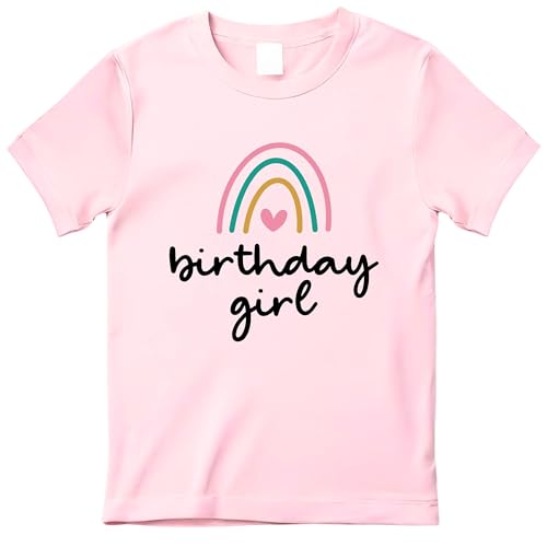 Birthday Girl Rainbow Shirts 2 to 16 Years Old Cute Teen and Toddler Girls Soft Cotton Top Tees 0 belly baby and beyond