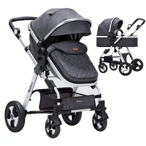 Blahoo Baby Stroller for Newborn 2 in1 High Landscape Stroller Foldable Aluminum Alloy Pushchair with Adjustable BackrestAdjustable Awning Variable Seat and ReclinerBlack 0 belly baby and beyond