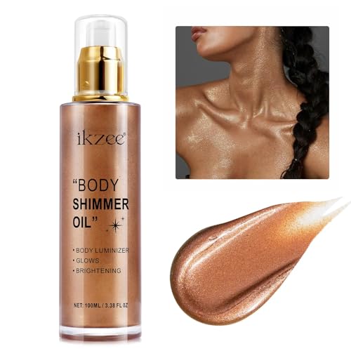 Body Shimmer Oil 100ml Moisturizing Long Lasting Body Luminizer Face Brighten Waterproof Liquid Illuminator Body Glow Shimmer Body Glitter Oil Highlighter Summer Glowing Makeup 03 Bronze Gold 0 belly baby and beyond