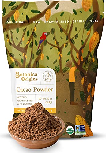 Botanica Cacao Powder 10 oz Low Cadmium Organic Raw Unsweetened Vegan Keto and Paleo Friendly 0 belly baby and beyond
