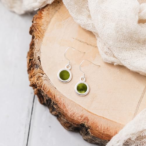 Bottled Up Designs Handmade Color Dot Earrings Sterling Silver Eco Friendly Recycled Vintage Bottles Made in USA Birthday Gifts Mothers Day Women Anniversary Olive Wine Bottle 0 2 belly baby and beyond
