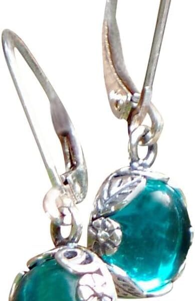 Bottled Up Designs Handmade Vintage White Leverback Botanicals Earrings Sterling Silver Eco Friendly Made in USA Birthday Gifts Mothers Day Women Anniversary Mason Jar Aqua 0 belly baby and beyond