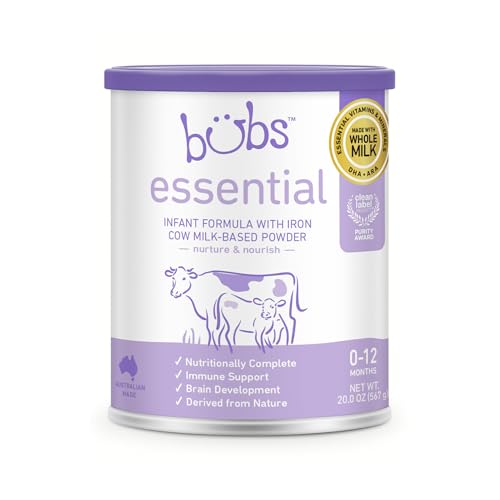 Bubs Essential Infant Formula with Iron Cow Milk Based Powder for Infants 0 12 Months Made with Non GMO Milk 20 oz 0 belly baby and beyond