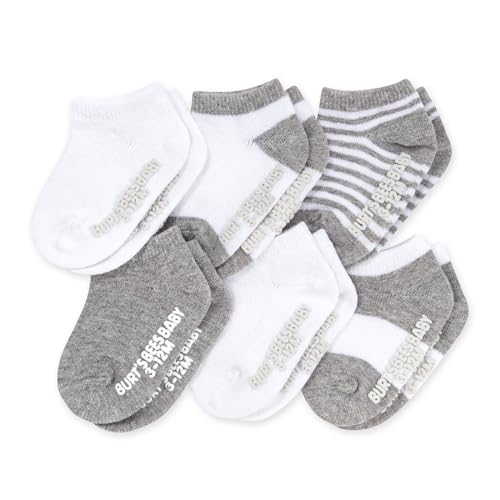 Burts Bees Baby Unisex Baby Socks Ankle or Crew Height Made with Soft Organic Cotton 6 Packs with Non Slip Grips for Babies 0 belly baby and beyond