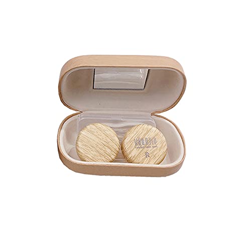CARUNCOO Wood Grain Contact Lens Case Compact Eye Contact Case for Travelling Portable Contact Box with Mirror RectangleCute Colorful Especially Fresh Brown 4 Piece Set 0 belly baby and beyond