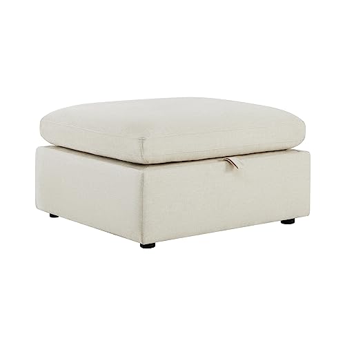 CHITA 34 Inch Upholstered Square Modular Storage Ottoman for Sectional Sofa Storage Ottoman Footrest and Seat Cube for Living Room Linen 0 belly baby and beyond