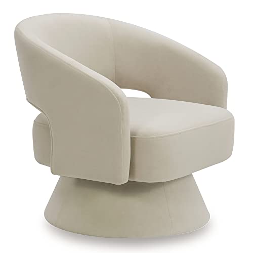 CHITA Swivel Accent Chair Armchair FSC Certified Velvet Barrel Chair for Living Room Bedroom Cream 0 belly baby and beyond