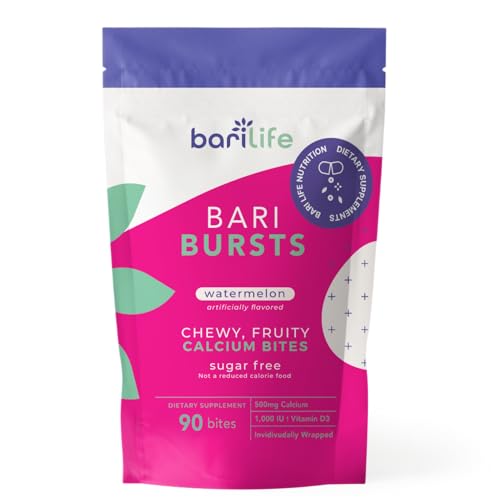 Calcium Citrate Bariatric Calcium Chews with 1000 IU Vitamin D3 Ideal for Bariatric Patients BariBurst by Bari Life Watermelon 0 belly baby and beyond