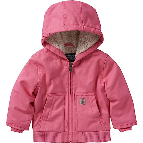Carhartt Baby Girls Sherpa Lined Hooded Canvas Zip Up Jacket 0 belly baby and beyond