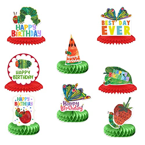 Cartoon Very Hungry Little Green Caterpillar Happy Birthday Honeycomb Centerpieces Insects Theme Decor for Boy Girl 1st Birthday Party Baby Shower Favors Supplies Decorations Photo Studio Booth Props 0 belly baby and beyond