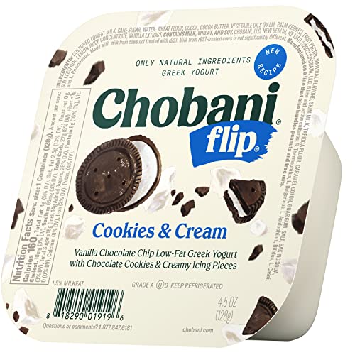 Chobani Flip Low Fat Greek Yogurt Cookies Cream 45oz 0 belly baby and beyond
