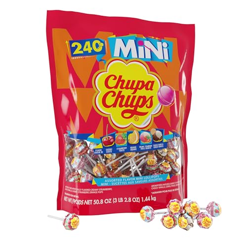 Chupa Chups Mini Lollipop Halloween Trick or Treat Candy Variety Assortment 5 Flavors Individually Wrapped Bulk Candy for Adults Kids 508 oz Bag 240 Suckers 0 belly baby and beyond