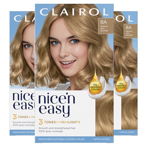 Clairol Nicen Easy Permanent Hair Dye 8A Medium Ash Blonde Hair Color Pack of 3 0 belly baby and beyond