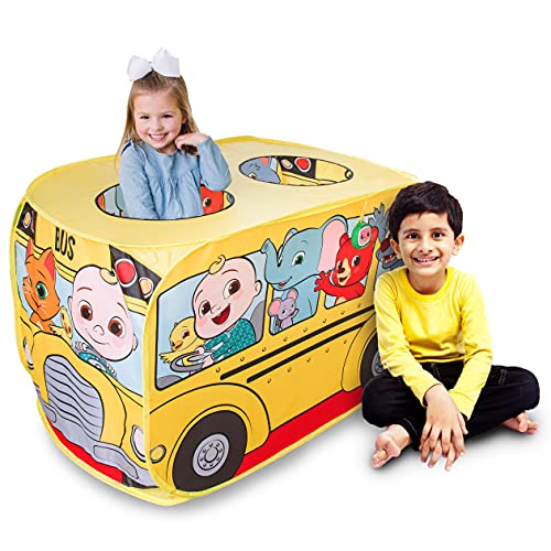 Cocomelon Musical Yellow School Bus Pop Up Tent Foldable Imaginative Play 3 0 belly baby and beyond