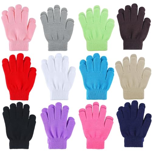 Cooraby 12 Pairs Kids Winter Magic Gloves Children Stretchy Warm Magic Gloves Boys or Girls Knit Gloves 0 belly baby and beyond