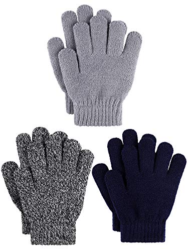 Cooraby 3 Pairs Kids Winter Gloves Thick Cashmere Warm Knitted Gloves Children Cold Weather Gloves 0 belly baby and beyond