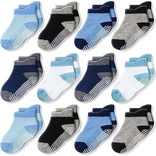 CozyWay Ankle Style Socks with Grip for Little Girls Boys Infants Toddlers Children 12 Pairs 0 belly baby and beyond