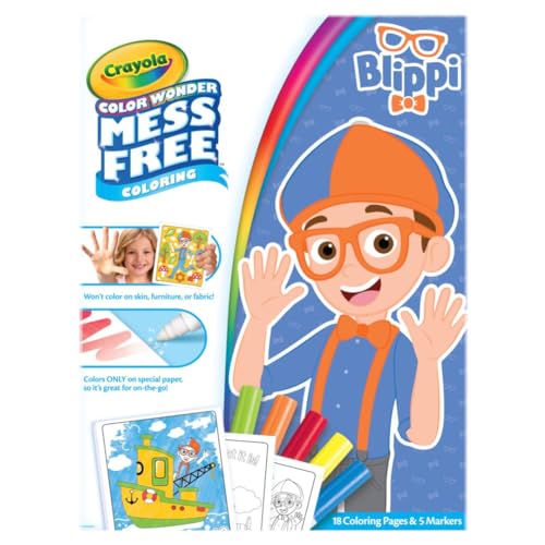 Crayola Color Wonder Blippi Mess Free Coloring 18 Coloring Pages 5 Markers Toddler Travel Activity Gift for Kids 3 0 belly baby and beyond