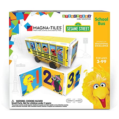 CreateOn Magna Tiles Sesame Street Toys Magnetic Kids Building Toys from Sesame Street Books School Bus Magnet Tiles Educational Toys for Ages 3 14 Pieces 0 belly baby and beyond