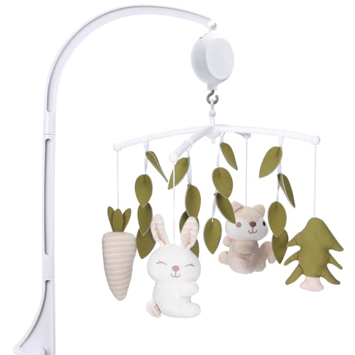 Crib Mobile 35 Lullaby Muisc Organic Cotton Baby Mobiles for Cribs Pack N Play Easy to Install Stuffed Animals Hanging Toys Newborn Boys Girls Safari Nursery Decor 0 belly baby and beyond