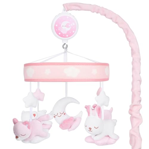 Crib Mobile for Girls Baby Mobile for Crib with 12 Lullabies Digital Musical Box 3 Modes Volume Songs Control Pink Design for Nursey Decor 0 belly baby and beyond