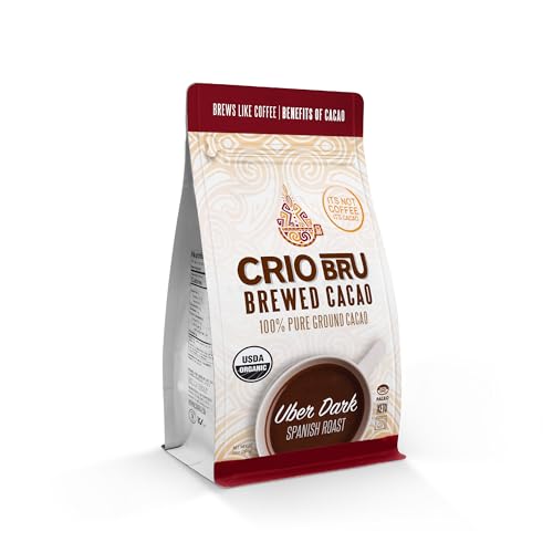 Crio Bru Brewed Cacao Uber Dark Spanish Roast 10oz Bag Coffee Alternative Natural Healthy Drink 100 Pure Ground Cacao Beans 9999 Caffeine Free Keto Low Carb Paleo Organic Brew And Enjoy Hot or Iced 0 belly baby and beyond