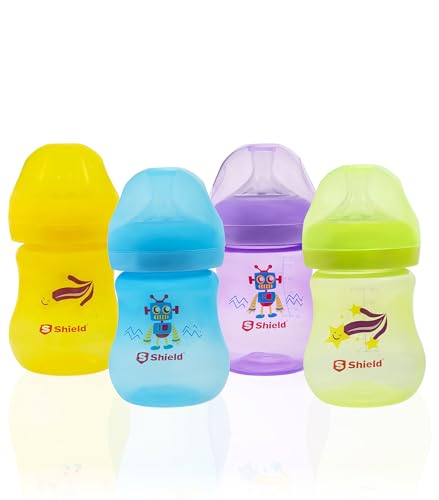 Crystal Feeding Bottles Slow Flow Breast Like Nipple with Anti Colic Valve with Travel Caps Made with Polypropylene and BPA Free 12M 6oz180ml Pack of 4 0 belly baby and beyond