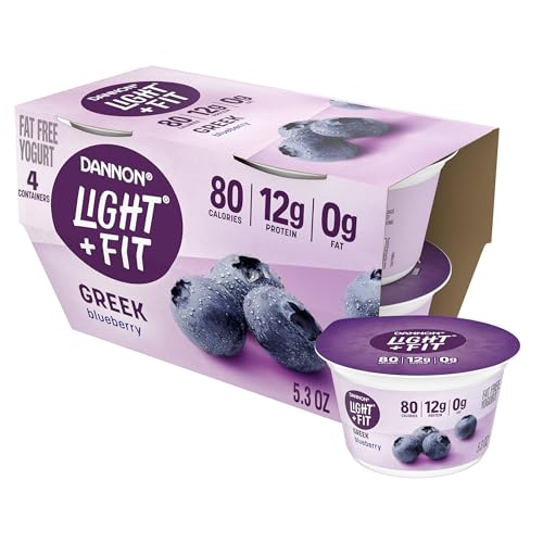 Dannon Light Fit Greek Blueberry Fat Free Yogurt Creamy and Delicious Gluten Free Yogurt 4 Ct 53 OZ Yogurt Cups 0 belly baby and beyond