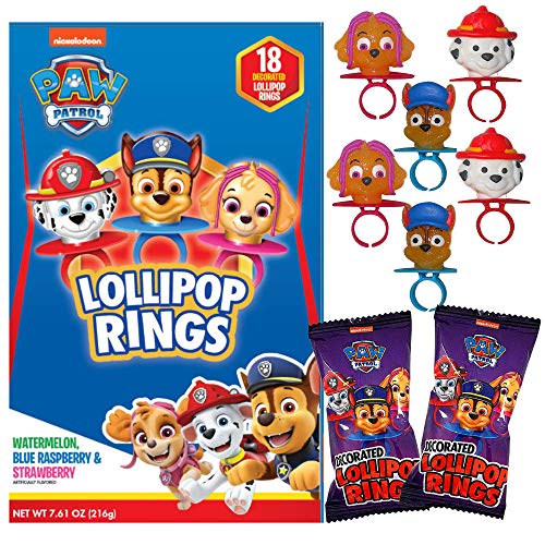 Decorated PAW Patrol Themed Lollipop Rings Assorted Fruit Flavored Hard Candies 18 Individually Wrapped Pieces 0 belly baby and beyond