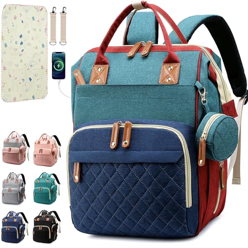 Diaper Bag Backpack Baby Bag Baby Girl Boy Diaper Bag for Dad Mom with Pad 16 Pockets Pacifier Case Large Diaper Bag Unisex for Travel Colorful 0 belly baby and beyond