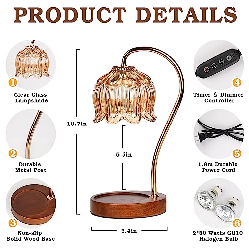 Dimmable Flower Candle Warmer Lamp with Timer Vintage Candle Lamp Warmer Unique Birthday Gifts for Women Her Mom Gifts Idea Amber Lamp Candle Warmer for Jar Candles Vintage Home Decor for Bedroom 0 2 belly baby and beyond