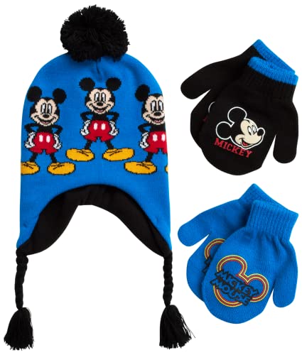 Disney Boys Mickey Mouse Winter Hat and 2 Pair Mitten or Gloves Set Age 2 7 0 belly baby and beyond