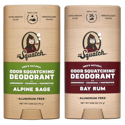 Dr Squatch Natural Deodorant for Men Odor Squatching Mens Deodorant Aluminum Free Alpine Sage Bay Rum 265 oz 2 Pack 0 belly baby and beyond