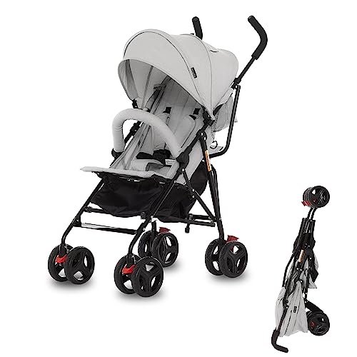 Dream On Me Vista Moonwalk Baby Stroller in Light Gray Lightweight Infant Stroller with Compact Fold Multi Position Recline Umbrella Stroller with Canopy Extra Large Storage and Cup Holder 0 belly baby and beyond