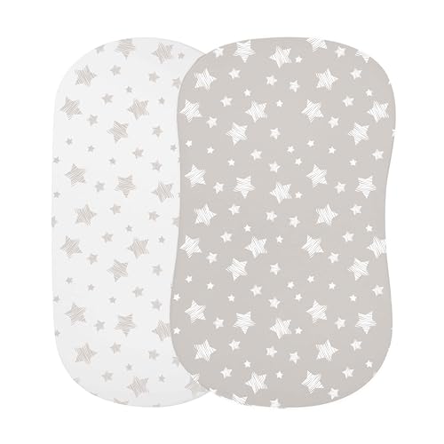 Elys Co Bassinet Sheet Set 2 Pack 100 Jersey Cotton for Baby Girl and Baby Boy Tan Drawn Star Design 0 belly baby and beyond