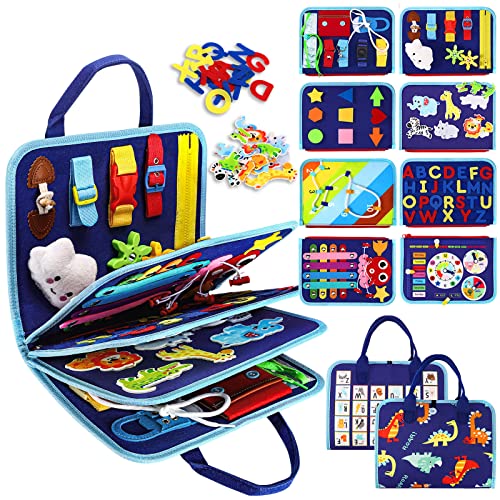 Esjay Toddler Busy Board Montessori Toys for 1 2 3 4 Year Old Sensory Board Educational Activities for Learning Fine Motor Skills Gifts for Girls Boys Travel Toys for Airplane Car 0 belly baby and beyond