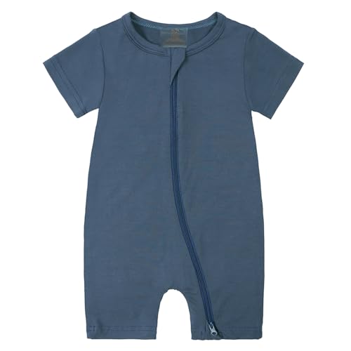 Exemaba Unisex Baby Short Sleeve Romper Rayon Zipper Summer Jumpsuit Sleep and Play 0 belly baby and beyond