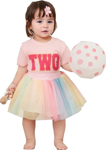 FIOMVA Toddler Girl Birthday Outfit Two Three Four Five Six Birthday ShirtTutu Tulle Skirt Birthday Clothes 0 belly baby and beyond