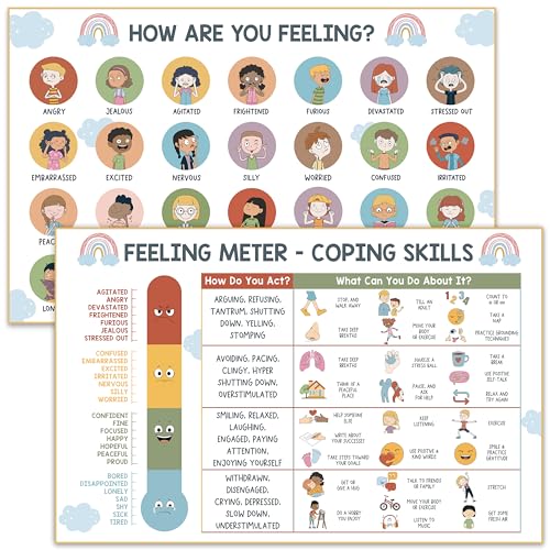 Feelings Chart for Kids Coping Skills Emotions Chart Poster Calm Down Corner Supplies Mental Health Posters for Kids School Counselor Psychologist Toddler Preschool Homeschool Decoration 0 belly baby and beyond