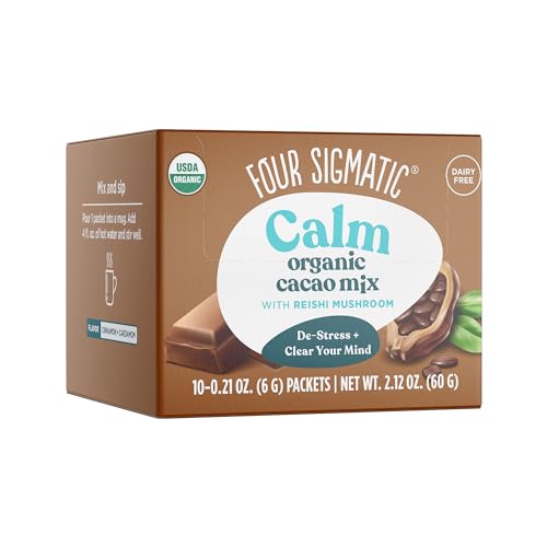 Four Sigmatic Calm Mushroom Cacao Mix Organic Instant Cacao with Organic Reishi Mushroom Powder Supports Calm Relaxation Drink it or Bake with it Vegan Gluten Free Dairy Free 10 Count 0 belly baby and beyond