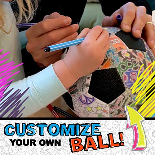 Franklin Sports iColor Kids Mini Football or Soccer Ball Custom Color Youth Junior Ball with Markers Included Design Your Own Football or Soccer Ball for Kids Toddlers 0 1 belly baby and beyond