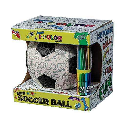 Franklin Sports iColor Kids Mini Football or Soccer Ball Custom Color Youth Junior Ball with Markers Included Design Your Own Football or Soccer Ball for Kids Toddlers 0 belly baby and beyond