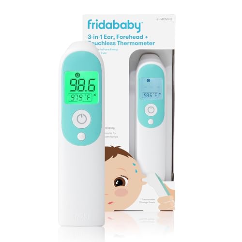Frida Baby Thermometer 3 in 1 Infrared Thermometer for Ear Forehead Touchless FSA HSA Eligible Fever Thermometer for Baby Infants Toddlers Kids Adults 0 belly baby and beyond
