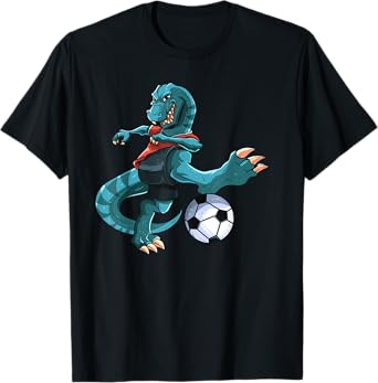 Funny Dino Soccer Player T Rex Lover Football Game Kids Boys T Shirt 0 belly baby and beyond