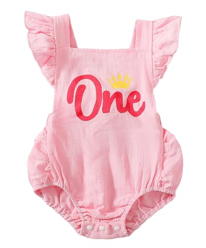 GRNSHTS Baby Girls First Birthday Outfits Ruffle 1st Birthday Romper Backless Bodysuit Cake Smash Outfits 0 belly baby and beyond