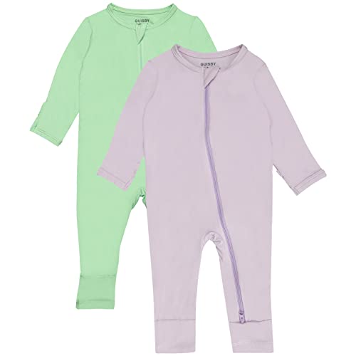 GUISBY Baby Footless Rompers Rayon Pajamas 2 Way Zipper with Long Sleeve Sleeper 0 belly baby and beyond